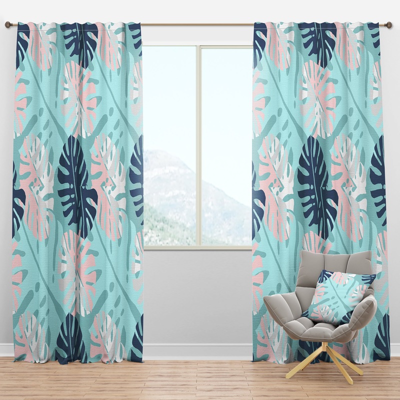 Retro Floral Pattern II - Mid-Century Modern Curtain Panels