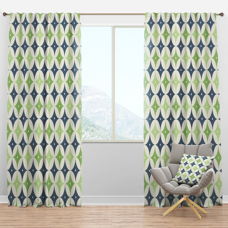 Retro Geometric Design V - Mid-Century Modern Curtain Panels
