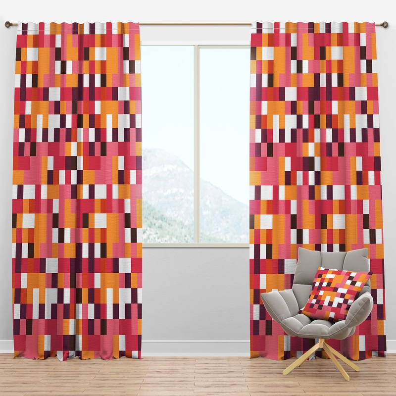 Retro Geometric Design VII - Mid-Century Modern Curtain Panels