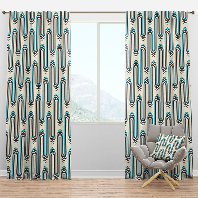 Retro Geometrical Abstract Minimal Pattern IV - Mid-Century Modern Curtain Panels