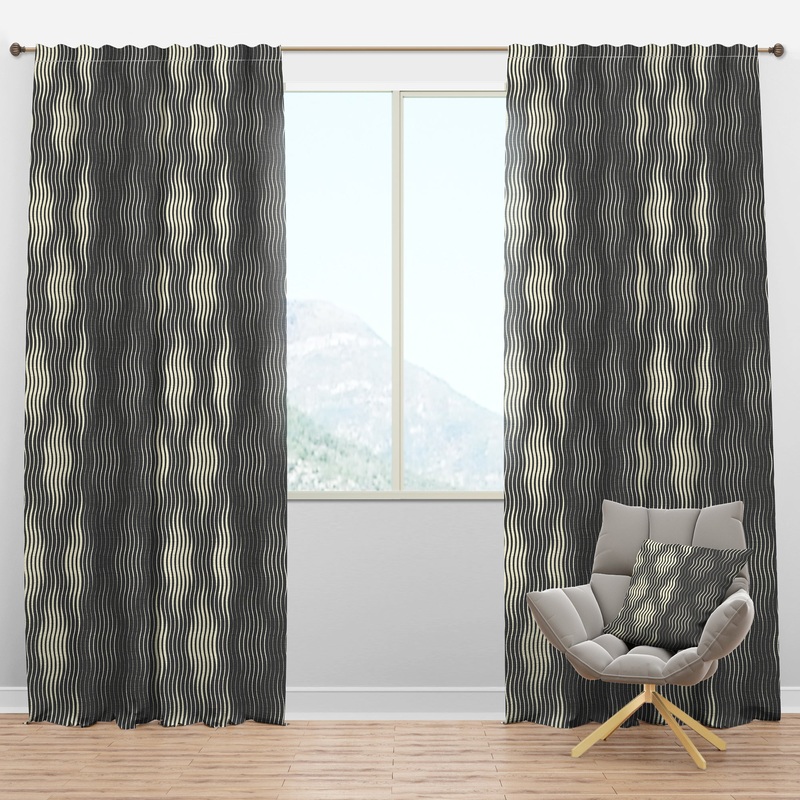 Retro Geometrical Abstract Minimal Pattern V - Mid-Century Modern Curtain Panels