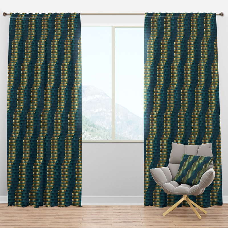Retro Hexagon Pattern V - Mid-Century Modern Curtain Panels