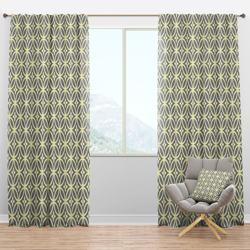 Retro Ornamental Pattern II - Mid-Century Modern Curtain Panels