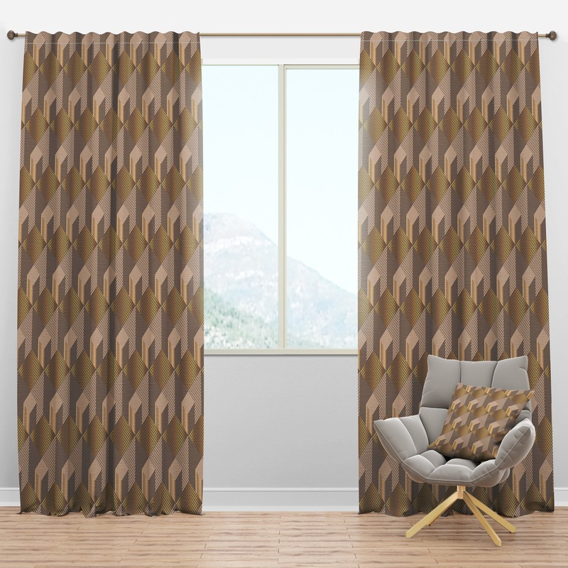 Retro Square Design V - Mid-Century Modern Curtain Panels