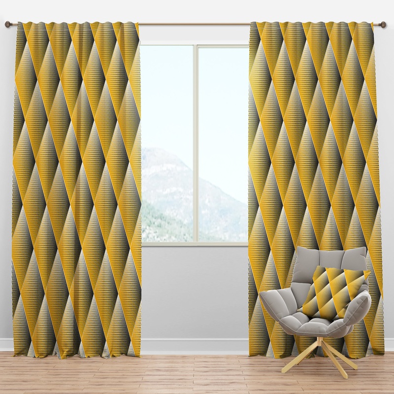 Rhombus Retro Geometric - Mid-Century Modern Curtain Panels