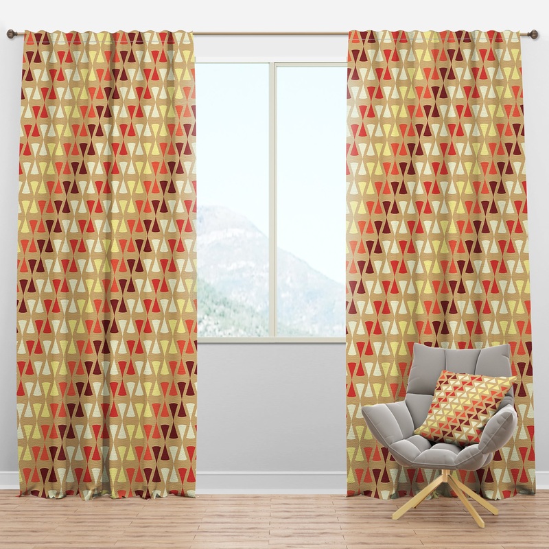 Triangular Retro Design IX - Mid-Century Modern Curtain Panels