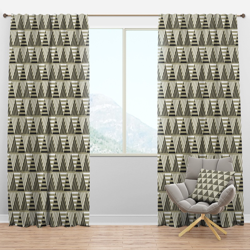 Triangular Retro Design VIII - Mid-Century Modern Curtain Panels