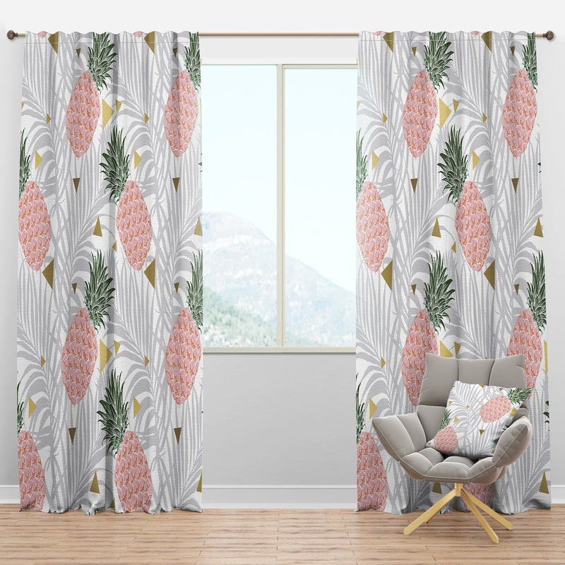 Carson Carrington Tannefors 'Pineappple On Tropical Leaves - Curtain Panels