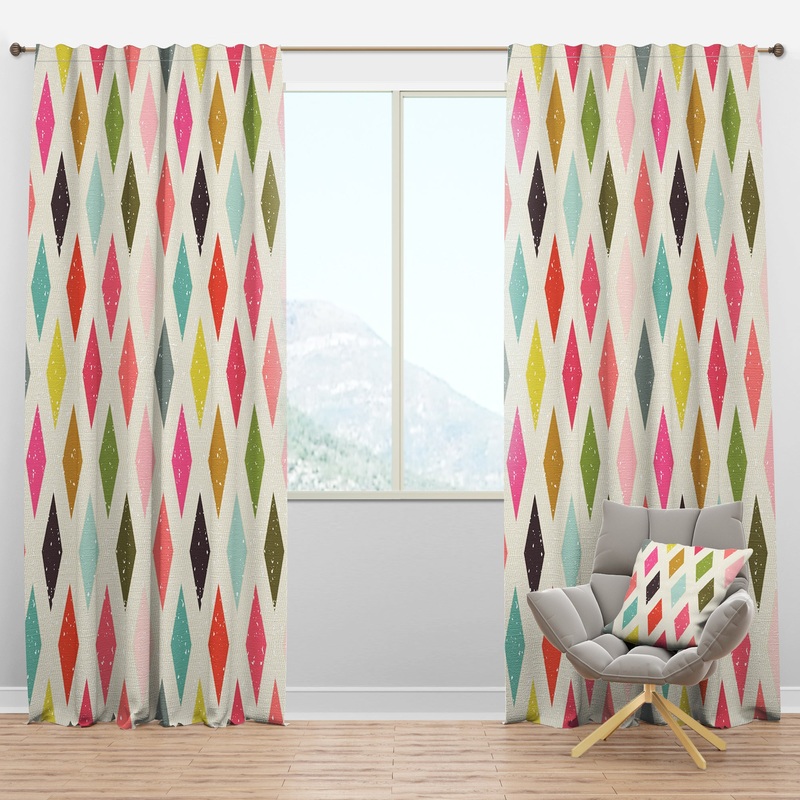 Diamond Retro III - Mid-Century Modern Curtain Panels
