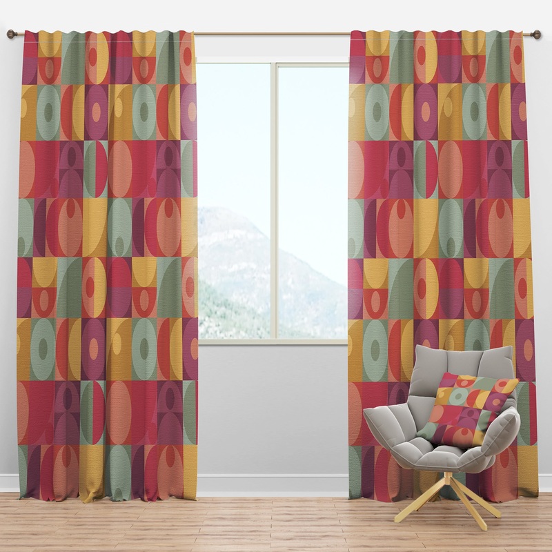 Geometric Retro Minimal I - Mid-Century Modern Curtain Panels