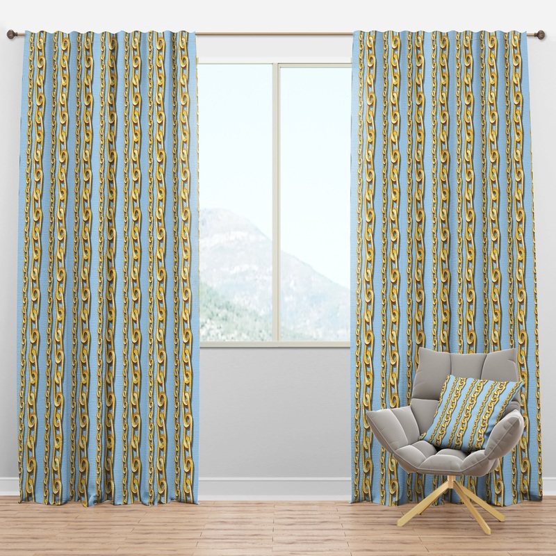 Gold Chain Pattern - Mid-Century Modern Curtain Panels