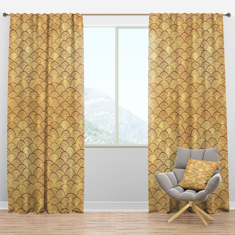 Golden Clouds In The Sky - Mid-Century Modern Curtain Panels