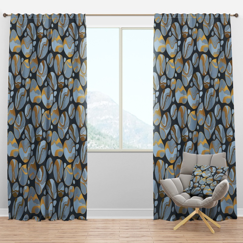 Golden Marble Design IV - Mid-Century Modern Curtain Panels