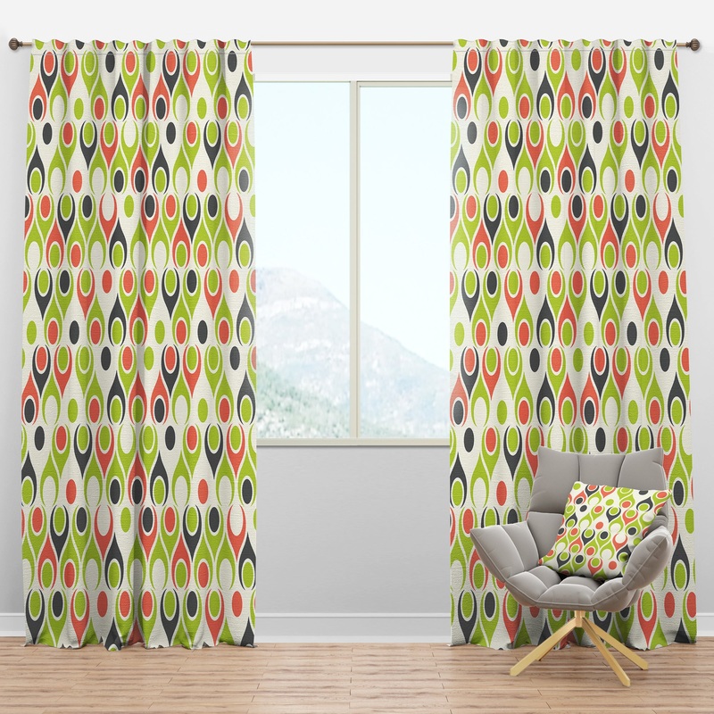 Retro Abstract Drops II - Mid-Century Modern Curtain Panels
