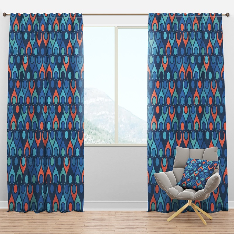Retro Abstract Drops X - Mid-Century Modern Curtain Panels