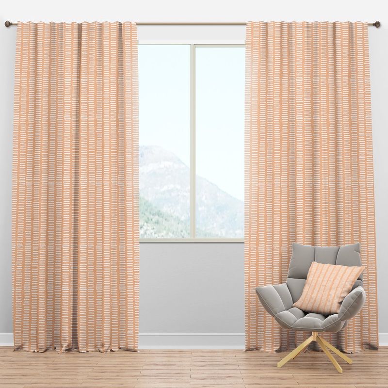 Retro Abstract Lines Pattern - Mid-Century Modern Curtain Panels