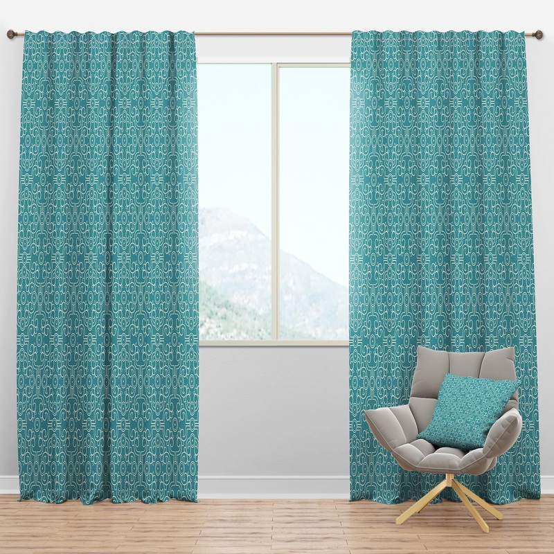 Retro Abstract Pattern Design III - Mid-Century Modern Curtain Panels