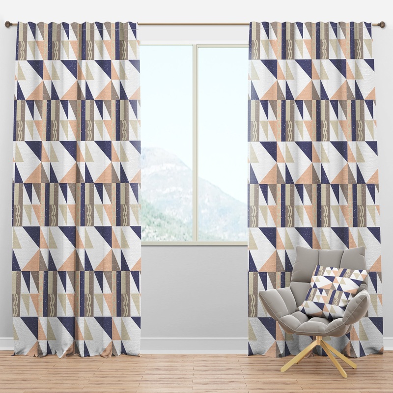 Retro Geometric Design X - Mid-Century Modern Curtain Panels