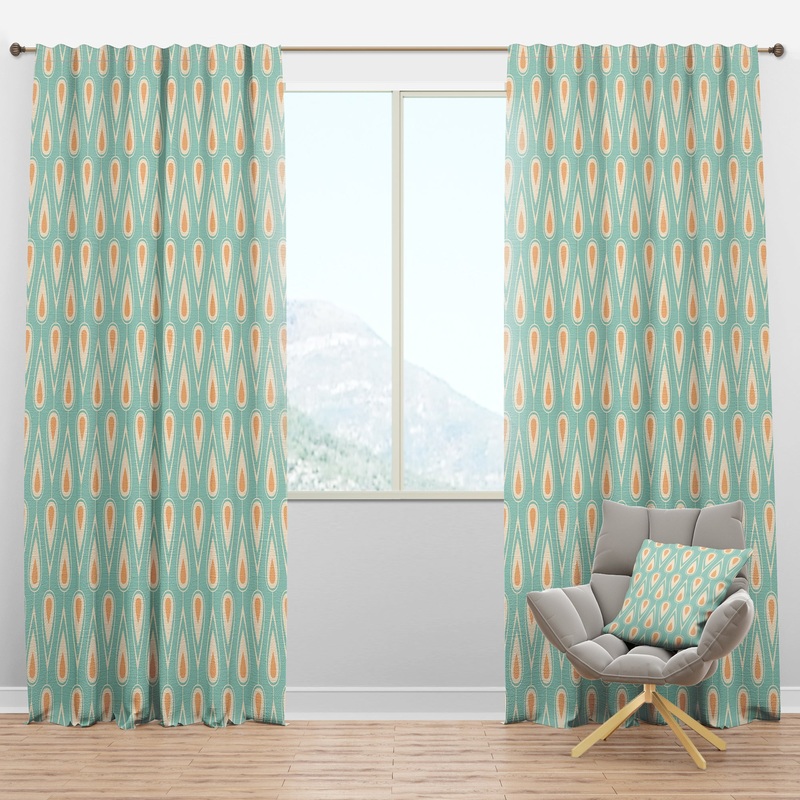 Retro Ornamental Design VIII - Mid-Century Modern Curtain Panels