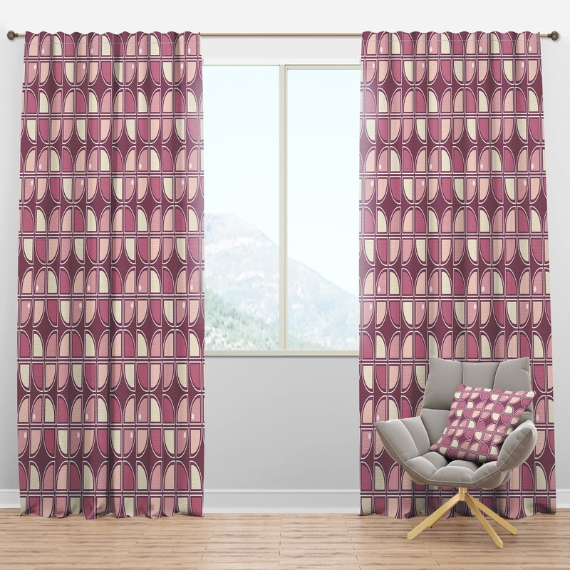 Retro Purple Pink Desing - Mid-Century Modern Curtain Panels