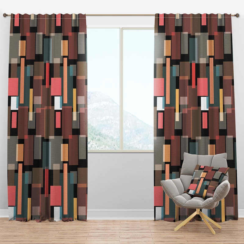 Retro Square Design II - Mid-Century Modern Curtain Panels
