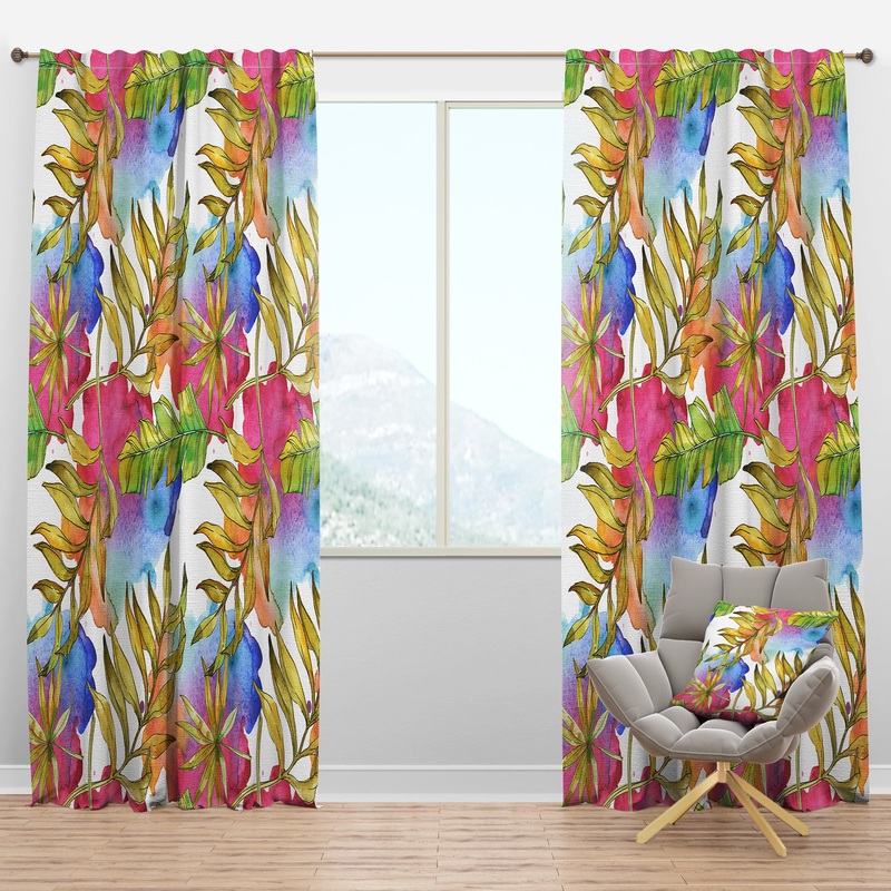 Tropical Foliage IV - Mid-Century Modern Curtain Panels