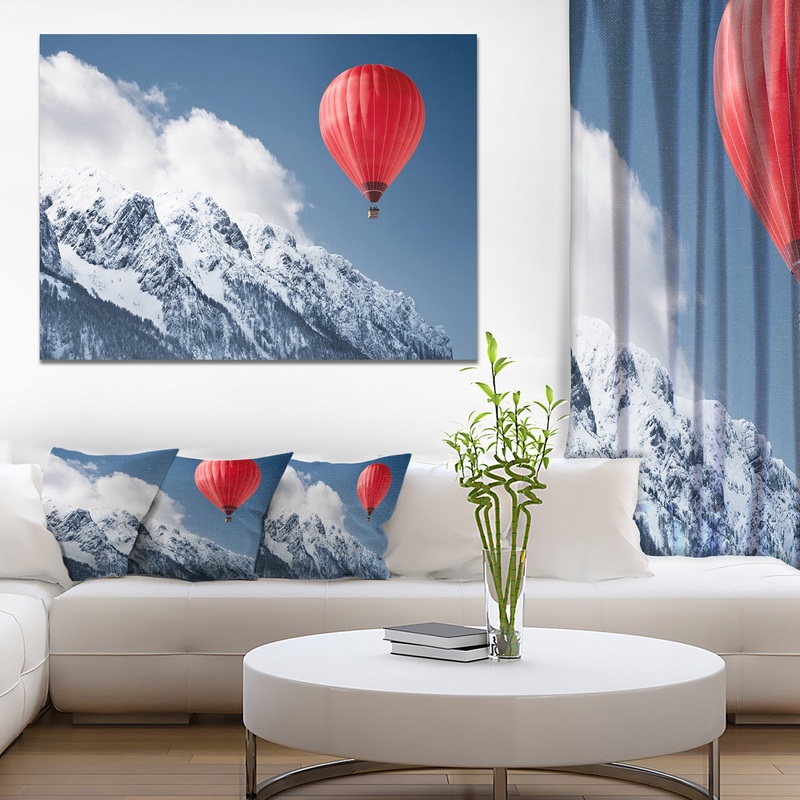 Balloon Over Winter Hills - Landscape Wall Artwork