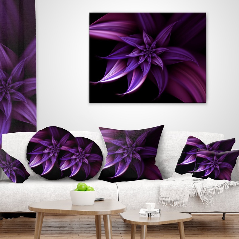 Fractal Flower Purple - Floral Throw Pillow