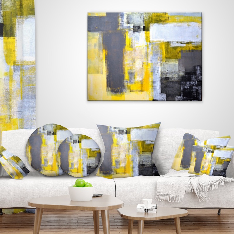 Grey and Yellow Blur Abstract - Abstract Throw Pillow