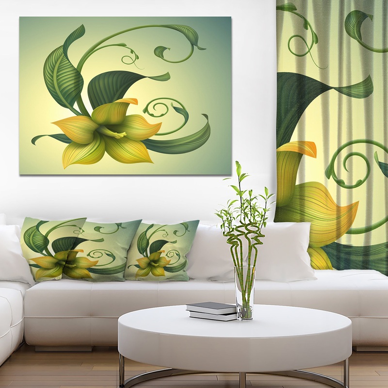 Yellow Fantasy Flower - Modern Floral Large Canvas Art