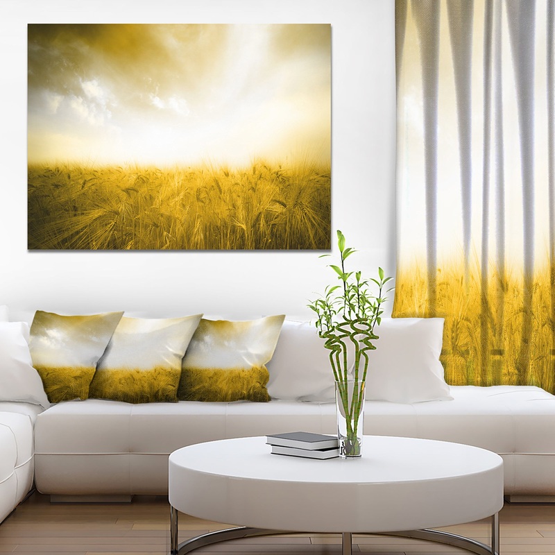 Yellow Meadow under Bright Sun - Extra Large Landscape Canvas Art Print