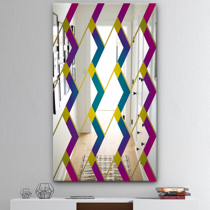 Purple Diamonds - Mid-Century Mirror - Decorative Wall Mirror