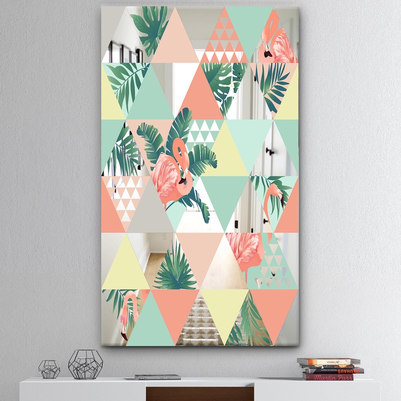 Tropical Mood Pink 2 - Mid-Century Mirror - Tropical Wall Mirror