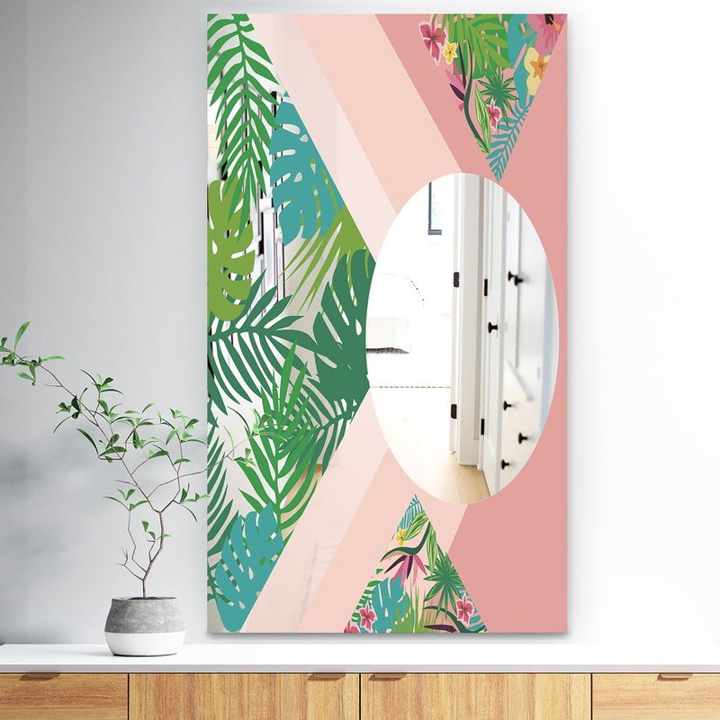 Tropical Mood Pink 3 - Tropical Mirror - Decorative Modern Wall Mirror