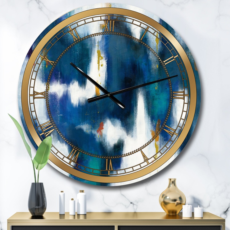 Blue Glam Texture II - Glam Large Wall CLock