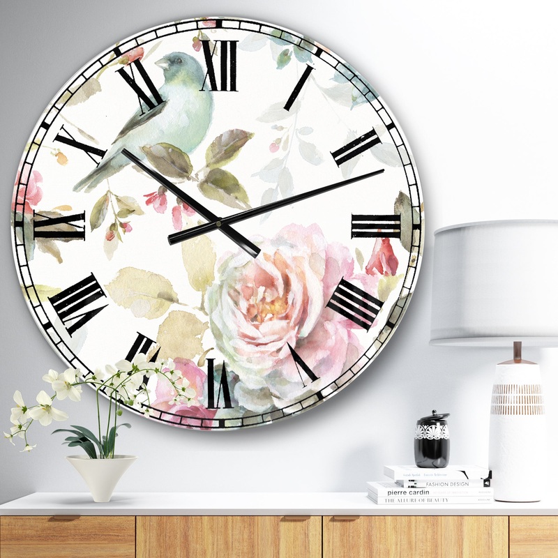 Beautiful Bird Romance II - Traditional Large Wall CLock