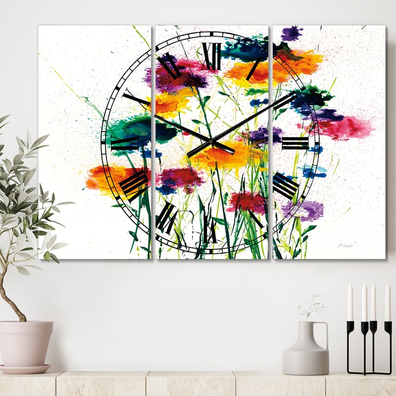 The Gray Barn Jartop 'Watercolor - Cottage 3-panel Oversized Metal Clock