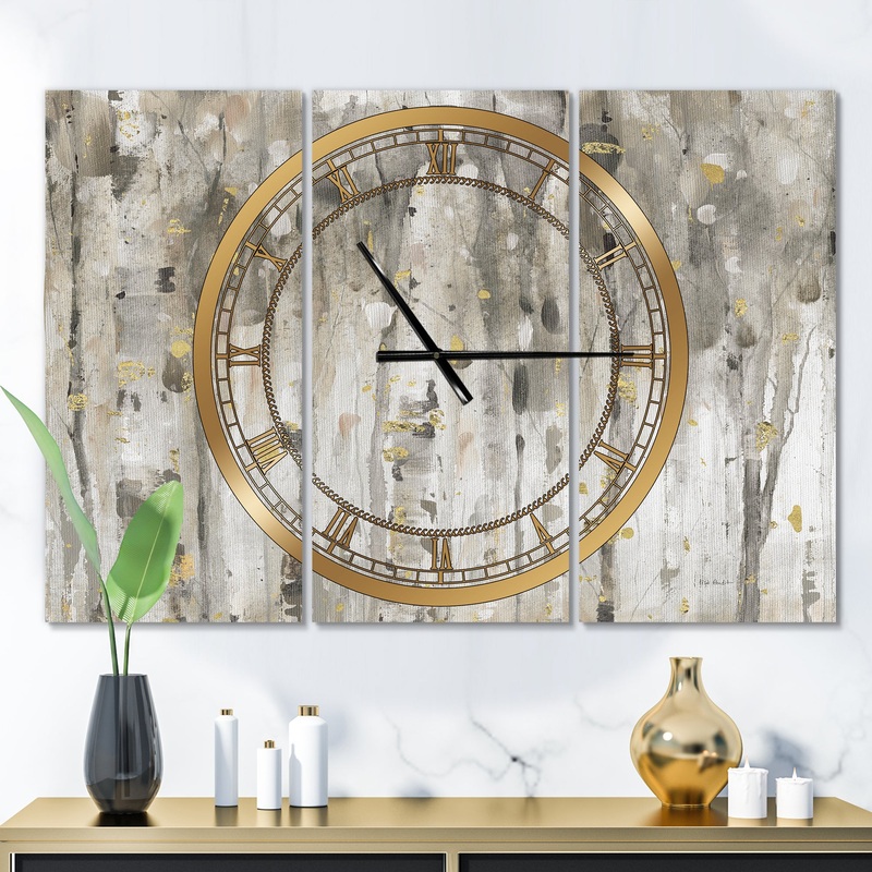 The Modern Grey Forest III - Glam 3 Panels Oversized Wall CLock