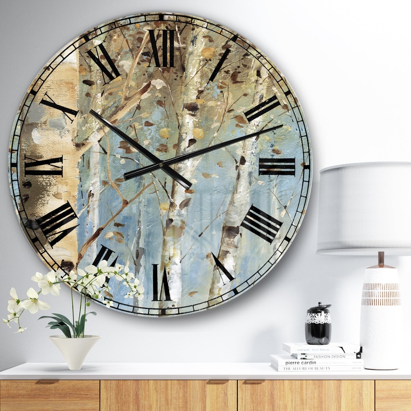 White Birch Forest I - Modern Farmhouse Wall CLock