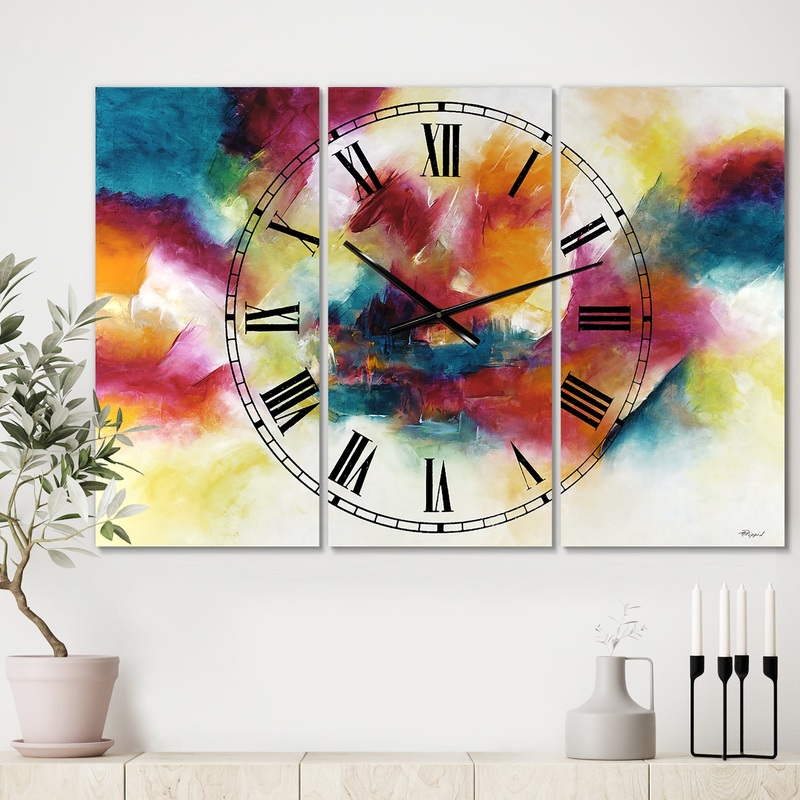 Taking Center Stage - Large Modern Wall Clock - 3 Panels