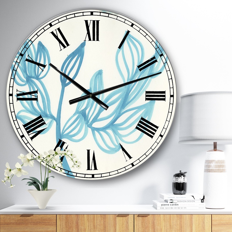 Blooming Blue - Large Mid-Century Wall Clock