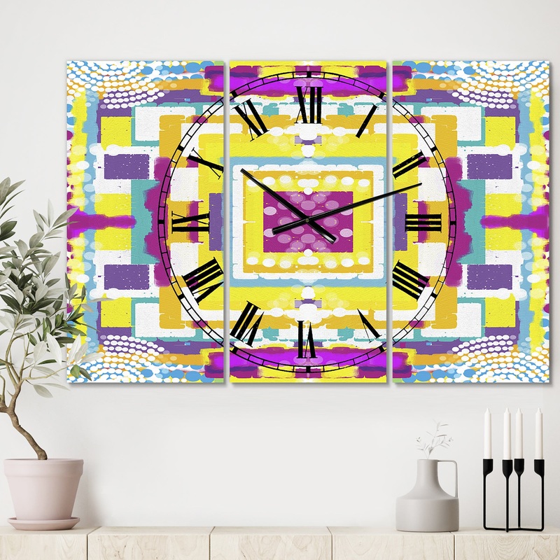 Boxed Out Small - Oversized Mid-Century Wall Clock - 3 Panels
