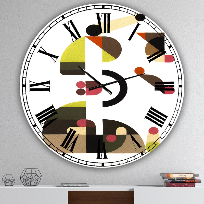Circe Composition in Pink Green And Black II - Oversized Mid-Century Wall Clock