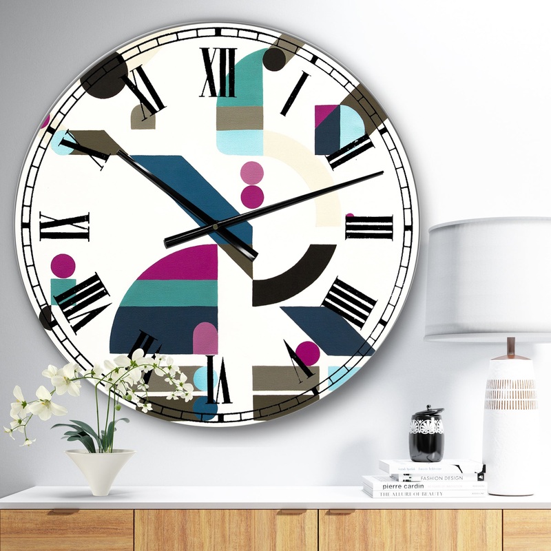 Circe Composition in Pink Green And Black III - Large Mid-Century Wall Clock