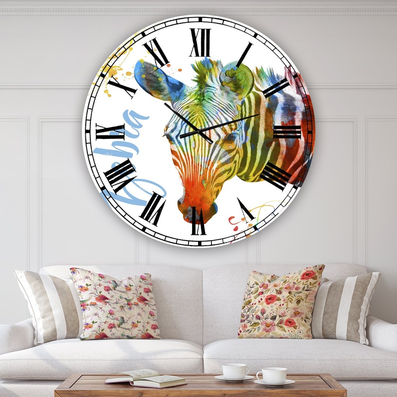 Colorful Safari Animals A - Oversized Cottage Wall Clock