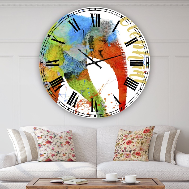 Colorful Safari Animals C - Oversized Cottage Wall Clock