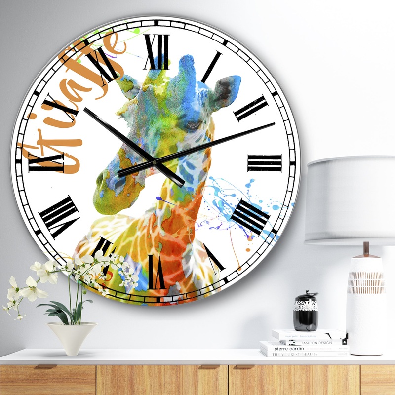 Colorful Safari Animals D - Large Cottage Wall Clock