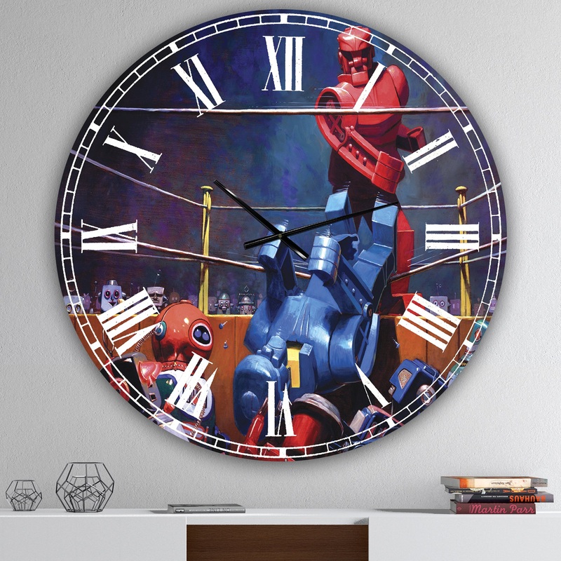 Robot Boxing - Oversized Modern Wall Clock