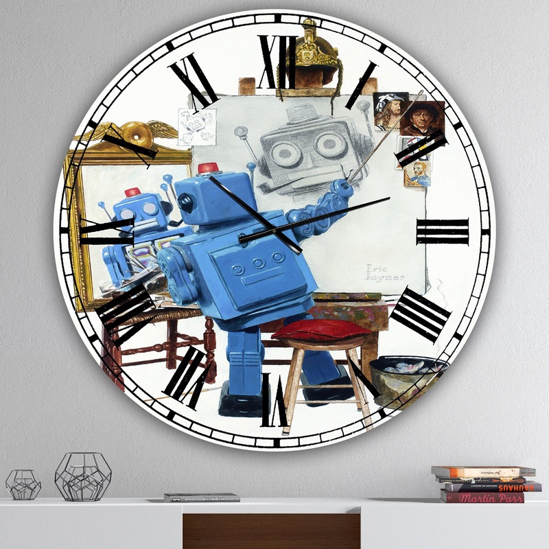 Robot Painting Selfie - Oversized Modern Wall Clock