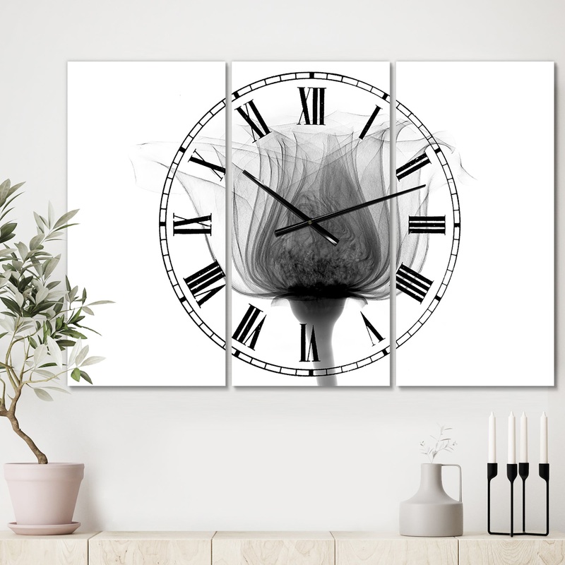 Rose ,Noma X-Ray - Oversized Cottage Wall Clock - 3 Panels